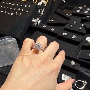 Classic White Gold-Plated Solitaire Engagement Ring with Clear Stone